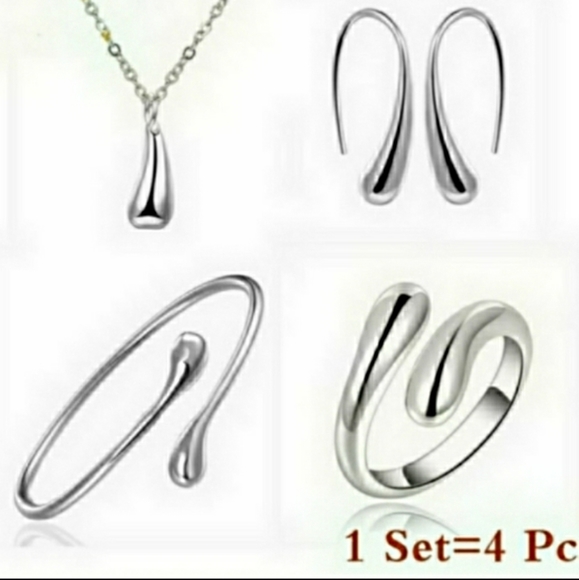 925 Sterling Silver Jewelry Set Waterdrop Jewelry - Picture 4 of 6